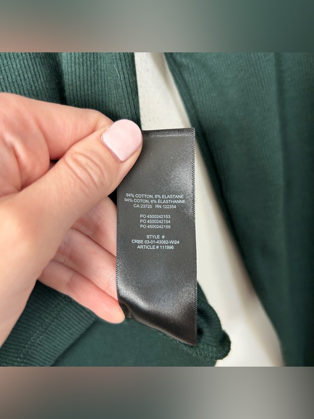 Aritzia HomeStretch™ Rib Squareneck Longsleeve Green Size Medium - Picture 7 of 8